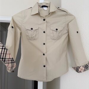 Burberry button-down beige shirt with signature check-pattern Girls 10